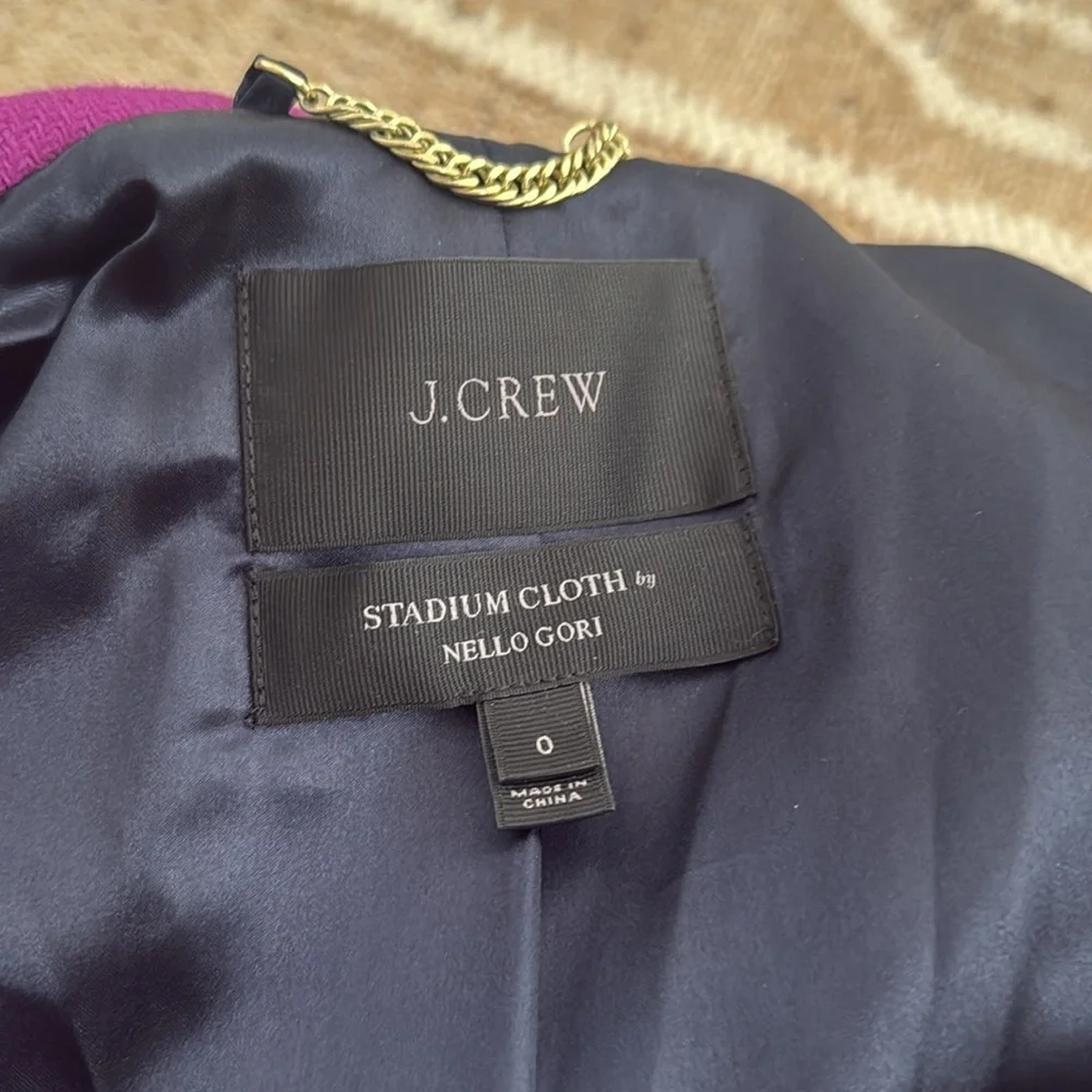 J Crew Cocoon Coat Wool Plum Purple Size 0 Stadium Cloth Nello Gori - Picture 8 of 9